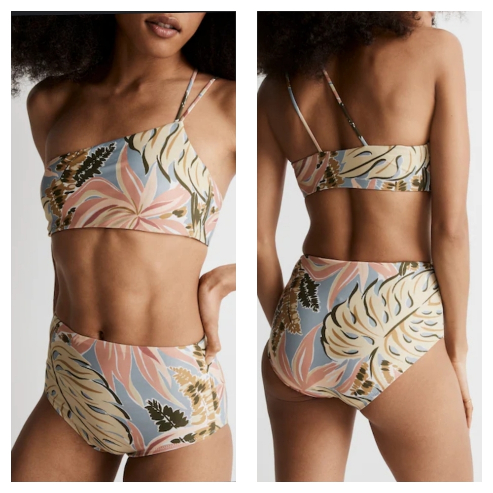 Madewell Double-Strap One-Shoulder & Retro High-Waisted Bikini Set Medium
